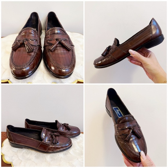 Vintage Bragano Mens Italian Leather Tassel Loafers Dress Shoes 10M - Picture 13 of 16